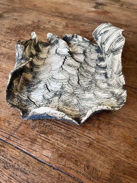 Striated ceramic bowl