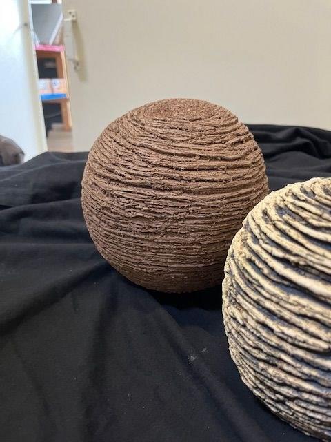 Blue textured ceramic sphere